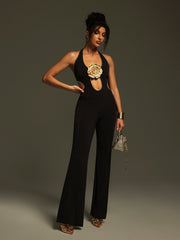 Mackie Halternck Flower Cutout Jumpsuit