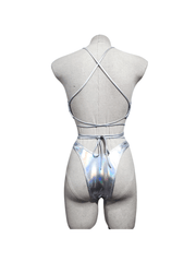 Ebenezer Lacing Metallic Bikini Two Piece Set