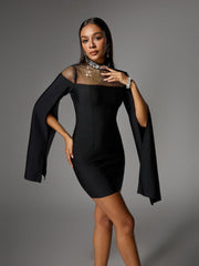 Akosua Rhinestone Bandage Split Mini Dress