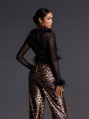 Adjoa Long Sleeve Feather Mesh Top