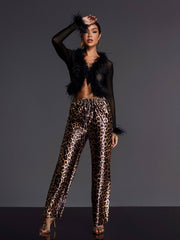 Adjoa Long Sleeve Feather Mesh Top