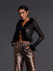 Adjoa Long Sleeve Feather Mesh Top