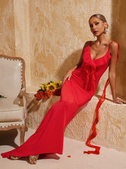 Aelthar Spaghetti Flower Maxi Dress