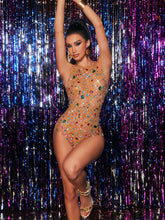 Aerovyx Sleeveless Rhinestone Mesh Bodysuit