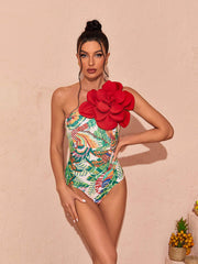 Aether Flower Printed Swimwear Two Piece Set