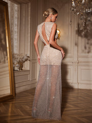 Ahulani Sleeveless Rhinestone Cutout Maxi Dress