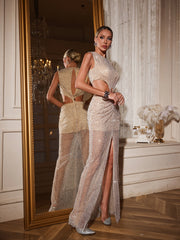 Ahulani Sleeveless Rhinestone Cutout Maxi Dress