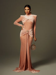 Ahuva Leopard Printed Rhinestone Maxi Dress