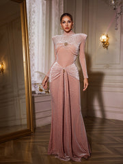 Ahuva Leopard Printed Rhinestone Maxi Dress