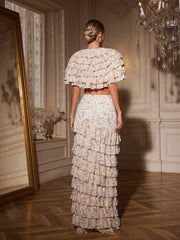 Aiattaua Ruffle Tiered Floal Skirt Set