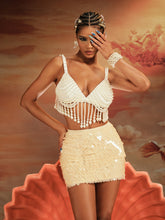 Aiman Pearl Fringe Bralette