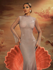 Aingeal Long Sleeve Crystal Maxi Dress