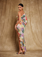 Aiyana One Shoulder Floral Maxi Dress In Multi