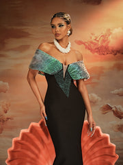 Ajani Off Shoulder Bead Bandage Maxi Dress