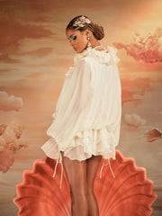 Akando Long Sleeve Ruffled Mini Dress