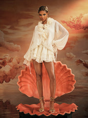 Akando Long Sleeve Ruffled Mini Dress