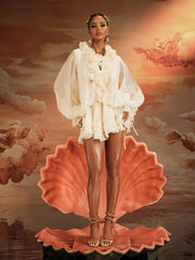 Akando Long Sleeve Ruffled Mini Dress