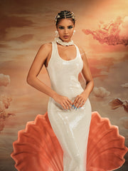 Akanji Plunge Neck Sequin Maxi Dress