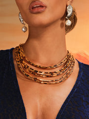 Akantha Multi Layered Leopard Necklace