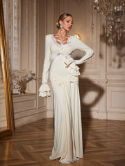 Akeelah Flare Sleeve Tie Up Maxi Dress