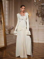 Akeelah Flare Sleeve Tie Up Maxi Dress