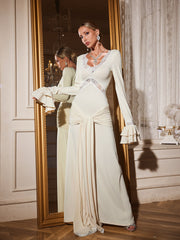 Akeelah Flare Sleeve Tie Up Maxi Dress