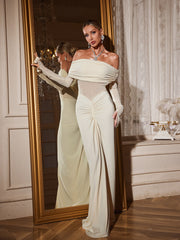 Akifumi Off Sleeve Ruched Maxi Dress