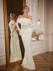 Akifumi Off Sleeve Ruched Maxi Dress