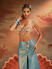 Akikta Seashell Pearl Beaded Bralette