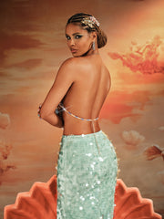 Akoni Halterneck Fringe Beaded Bralette