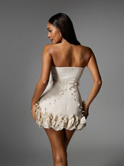 Alayka Strapless Flower Mini Dress