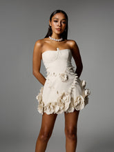 Alayka Strapless Flower Mini Dress