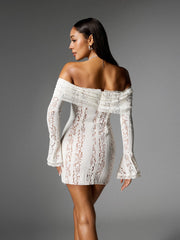 Albane Off Shoulder Lace Mini Dress