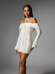 Albane Off Shoulder Lace Mini Dress