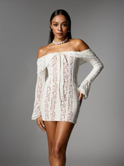Albane Off Shoulder Lace Mini Dress