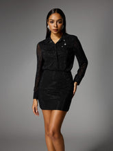 Albena Folded Collar Crystal Skirt Set