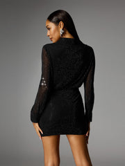 Albena Folded Collar Crystal Skirt Set