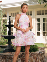 Alecto Lace Up Floral Mini Dress