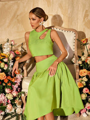 Alka Sleeveless Ruched Skirt Set