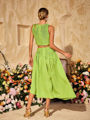 Alka Sleeveless Ruched Skirt Set