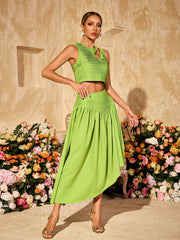 Alka Sleeveless Ruched Skirt Set