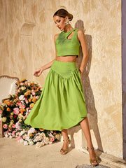 Alka Sleeveless Ruched Skirt Set