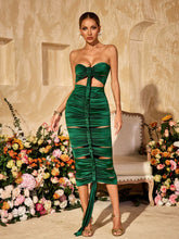 Allard Strapless Cutout Draped Satin Midi Dress