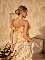 Allete Strapless Floral Printed Top