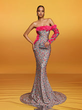 Alythia Off Shoulder Flower Crystal Maxi Dress