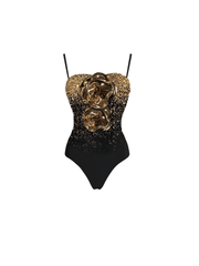 Amos Flower Metallic Swimwear Two Piece Set