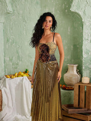 Amos Flower Metallic Swimwear Two Piece Set