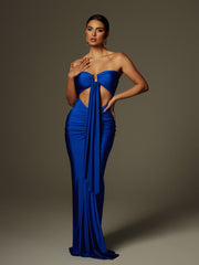 Arlyn Strapless Draped Cutout Maxi Dress