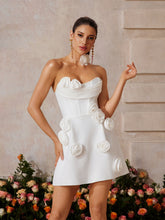 Arushi Strapless Flower Bandage Mini Dress In White
