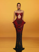 Arygon Strapless Cutout Crystal Maxi Dress